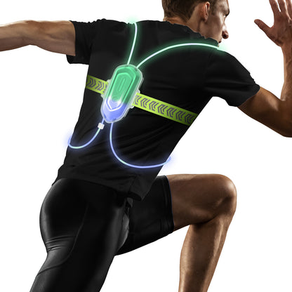 High-Visibility LED Running Vest with Front Light for Runners and Outdoor Activities