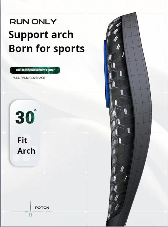 Carbon Fiber Insole with Poron Cushioning—Arch Support for Running and Sports