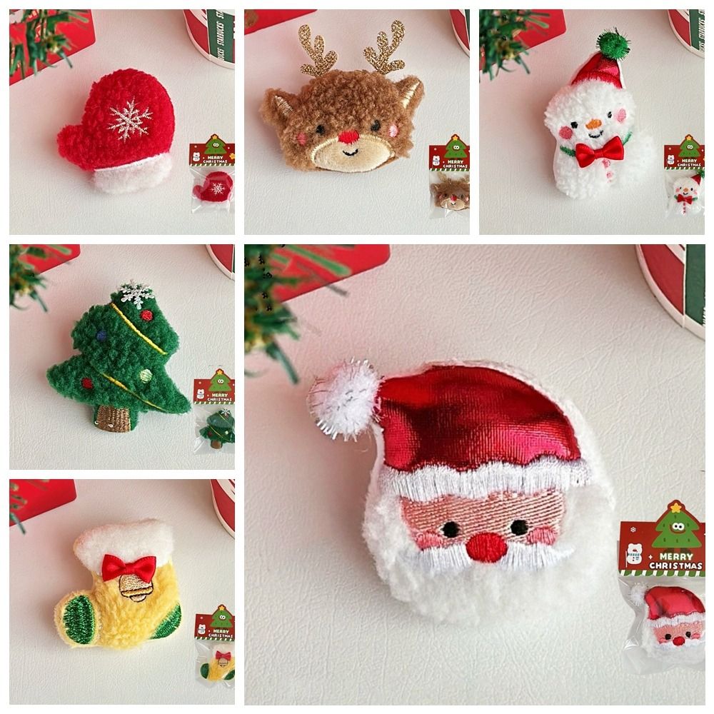 (6pcs)Handmade Plush Snowman and Santa Christmas Brooch Set – Adorable Holiday Pins for New Year Gifts - BPRunning