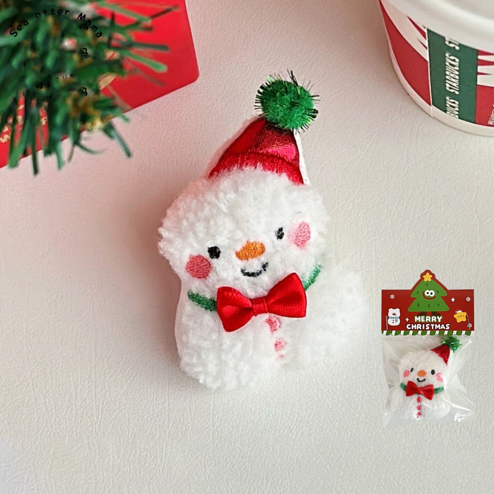 (6pcs)Handmade Plush Snowman and Santa Christmas Brooch Set – Adorable Holiday Pins for New Year Gifts - BPRunning