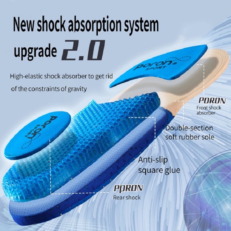 【2 Pairs】Breathable Arch Support Sport Insoles - Shock Absorption for Outdoor Running