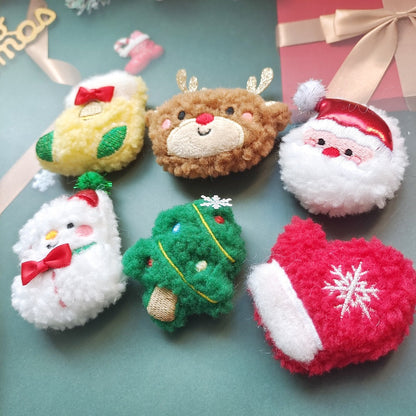 (6pcs)Handmade Plush Snowman and Santa Christmas Brooch Set – Adorable Holiday Pins for New Year Gifts - BPRunning