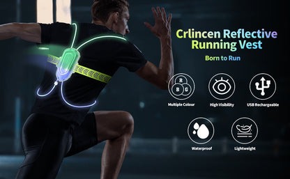 High-Visibility LED Running Vest with Front Light for Runners and Outdoor Activities