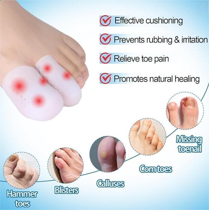 (14 Pcs) Gel Toe Protectors - Big Toe Caps for Foot Pain Relief - BPRunning