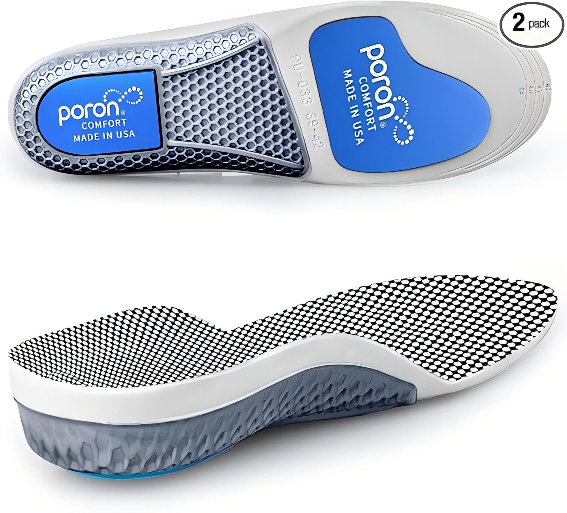 【2 Pairs】Premium Orthopedic Insoles - High Arch Support for Plantar Fasciitis - BPRunning