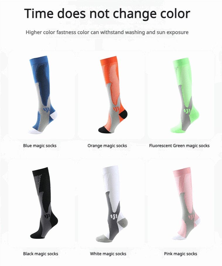 (3 Pairs) Compression Socks for Running, Cycling, Hiking, Varicose Veins - BPRunning