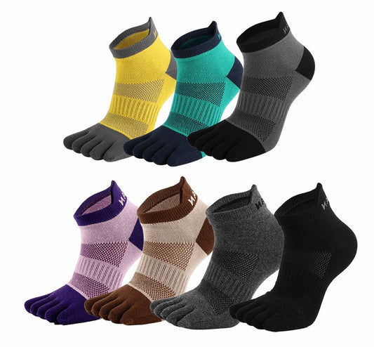 (3 Pairs) Low-cut Breathable Cotton Five-Toe Sports Socks for Men and Women - BPRunning