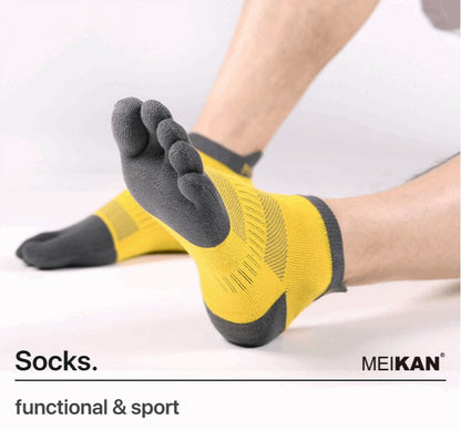 (3 Pairs) Low-cut Breathable Cotton Five-Toe Sports Socks for Men and Women - BPRunning