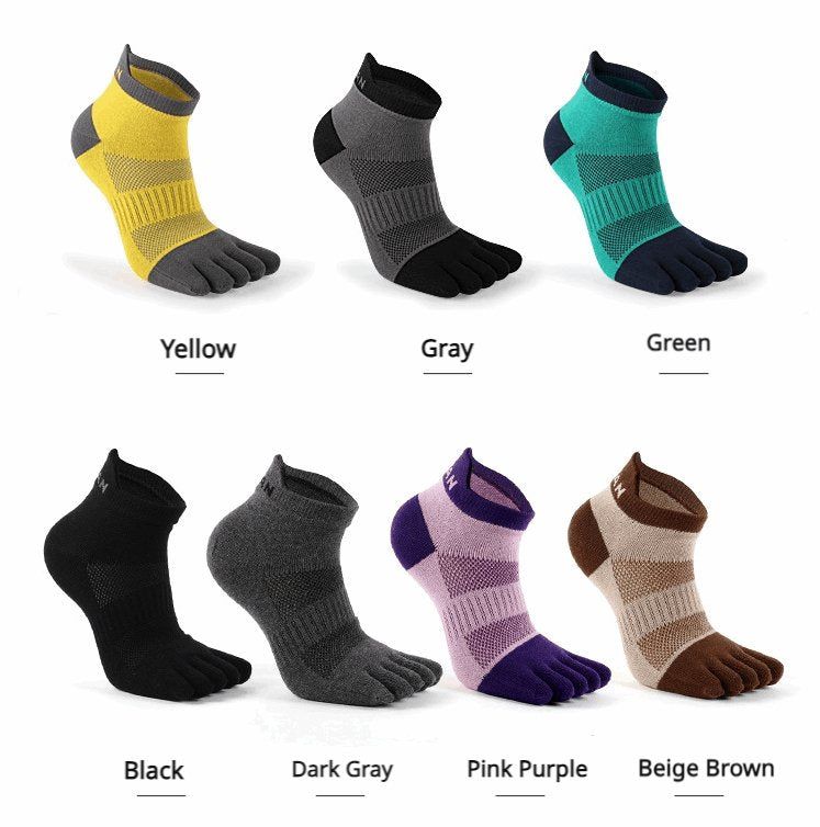 (3 Pairs) Low-cut Breathable Cotton Five-Toe Sports Socks for Men and Women - BPRunning