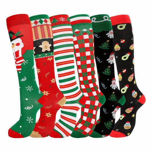 (4-6 Pairs) Christmas Series Compression Socks - Optimal Support for Running, Athletics, and Travel - BPRunning