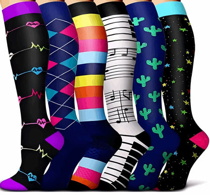 (6 Pairs) Girls Series Compression Socks - Optimal Support for Running and Travel - BPRunning