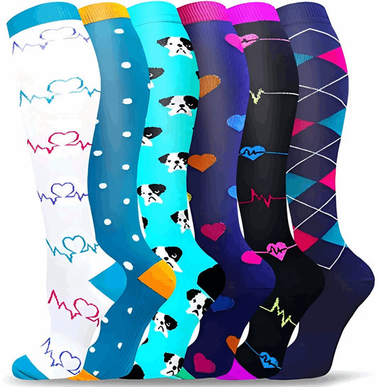 (6 Pairs) Girls Series Compression Socks - Optimal Support for Running and Travel - BPRunning