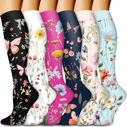 (6 Pairs) Girls Series Compression Socks - Optimal Support for Running and Travel - BPRunning