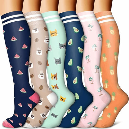 (6 Pairs) Girls Series Compression Socks - Optimal Support for Running and Travel - BPRunning