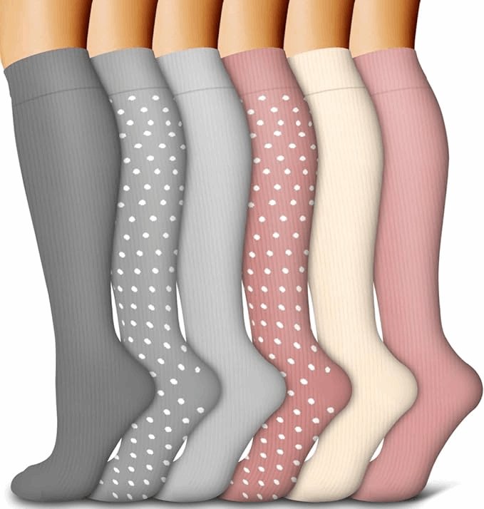 (6 Pairs) Ladies Series Compression Socks - Optimal Support for Running and Travel - BPRunning