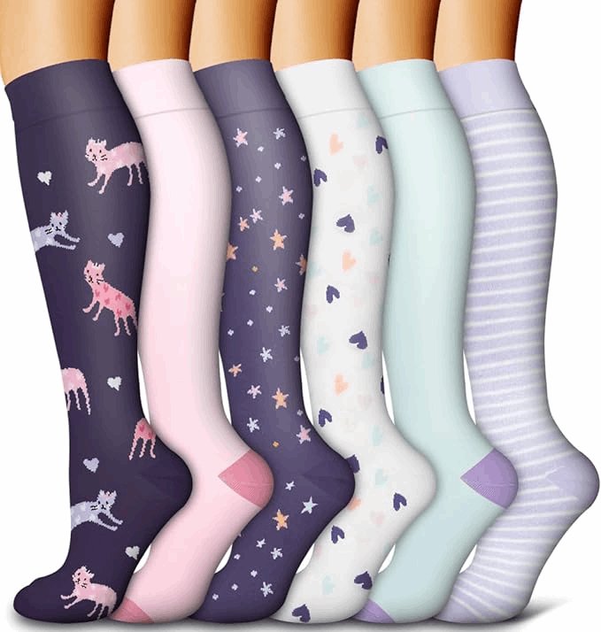 (6 Pairs) Ladies Series Compression Socks - Optimal Support for Running and Travel - BPRunning