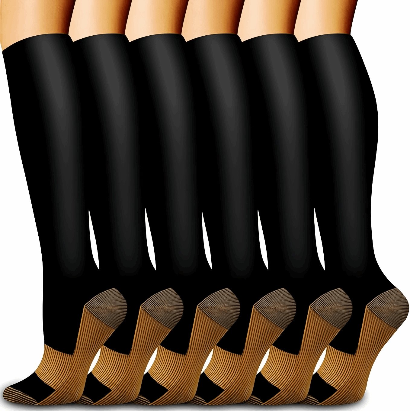 (6 Pairs) Men's Series Compression Socks - Optimal Support for Running and Travel - BPRunning