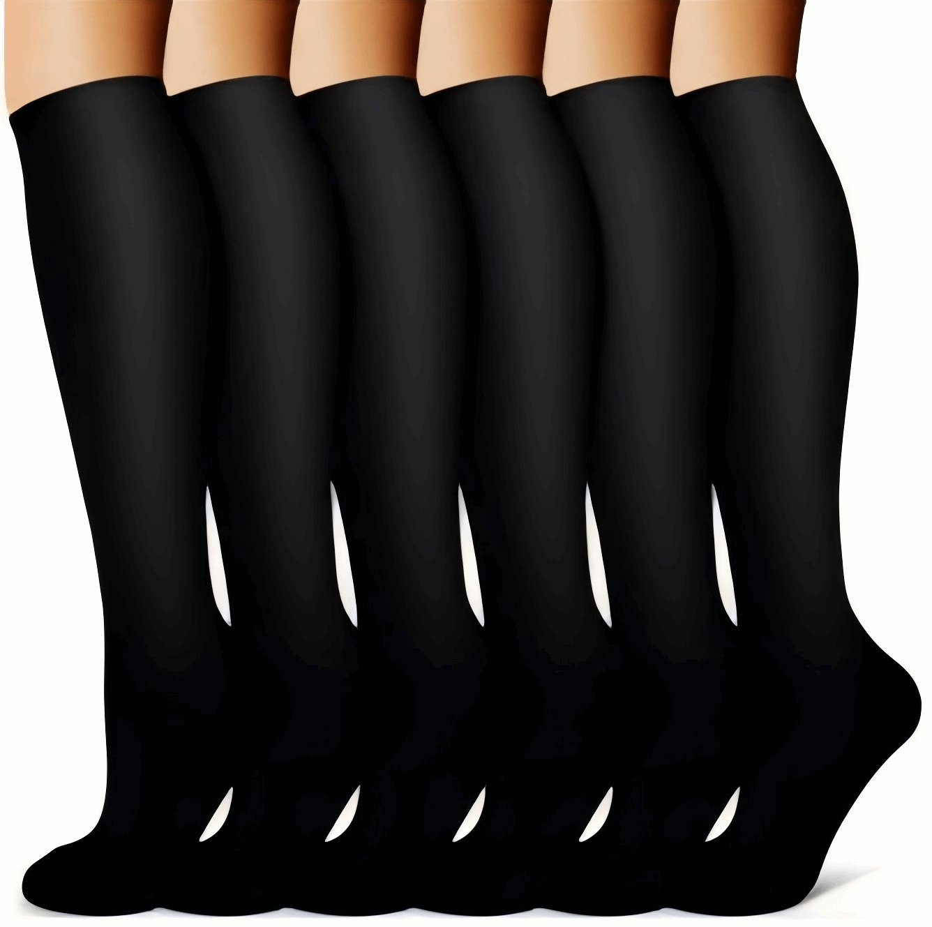 (6 Pairs) Monochrome Series Compression Socks - Optimal Support for Running, Athletics, and Travel - BPRunning