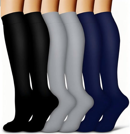 (6 Pairs) Monochrome Series Compression Socks - Optimal Support for Running, Athletics, and Travel - BPRunning