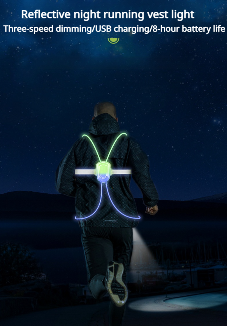 High-Visibility LED Running Vest with Front Light for Runners and Outdoor Activities