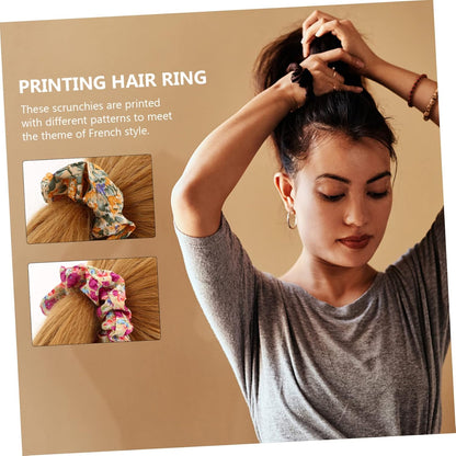 (8 PCS) Floral Scrunchies & Hair Accessories - Girl & Women's Fashion - BPRunning