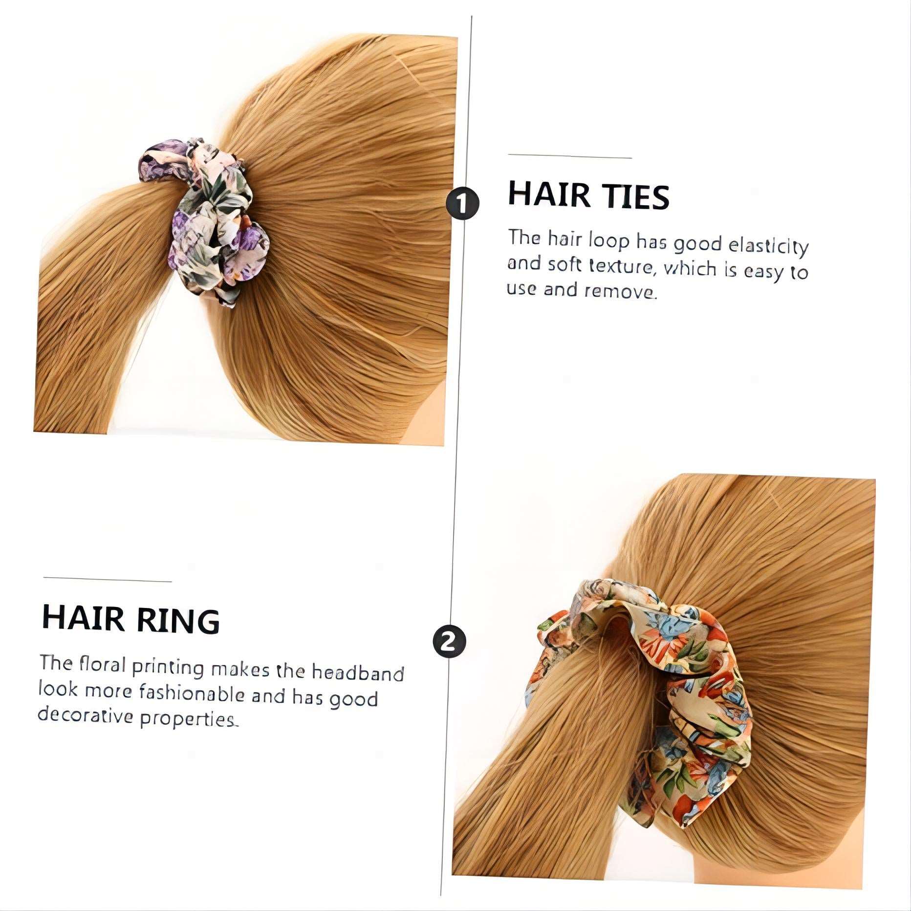 (8 PCS) Floral Scrunchies & Hair Accessories - Girl & Women's Fashion - BPRunning