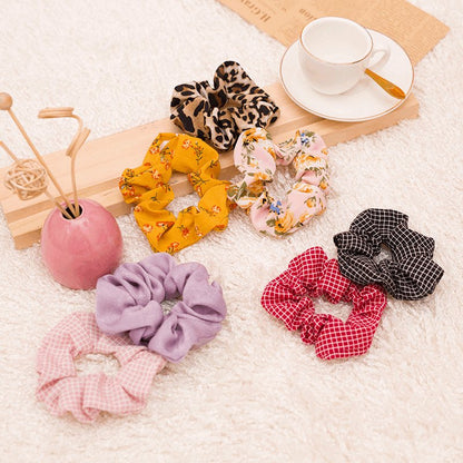 (8 PCS) Floral Scrunchies & Hair Accessories - Girl & Women's Fashion - BPRunning