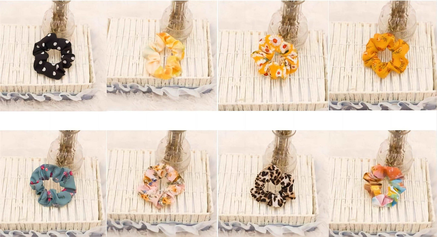 (8 PCS) Floral Scrunchies & Hair Accessories - Girl & Women's Fashion - BPRunning