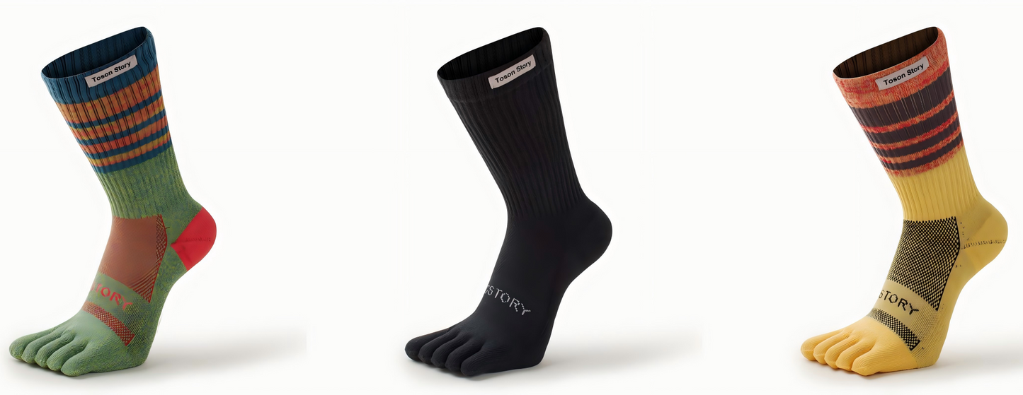 (3 pairs) TOSON STORY Five-Finger Athletic Socks - BPRunning