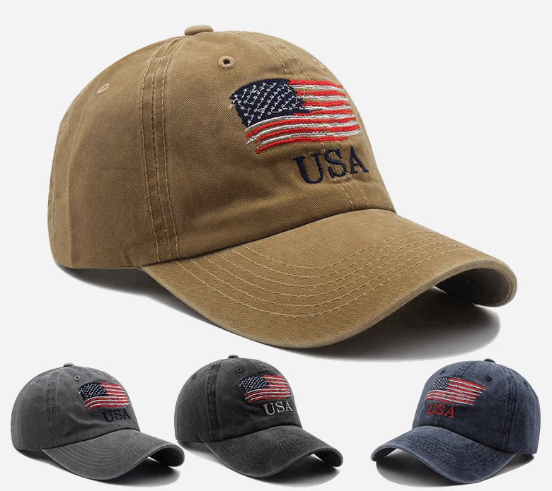 American Flag Dad Hat - Adjustable Patriotic Cap - BPRunning