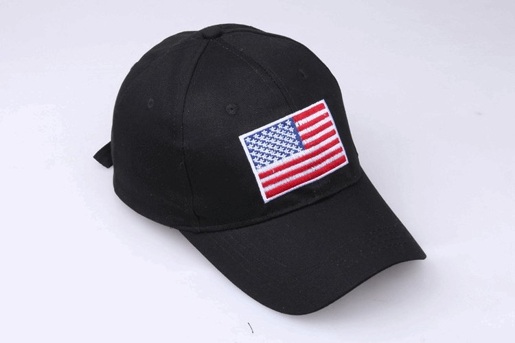 Black USA Flag Baseball Cap - Adjustable Patriotic Hat - BPRunning