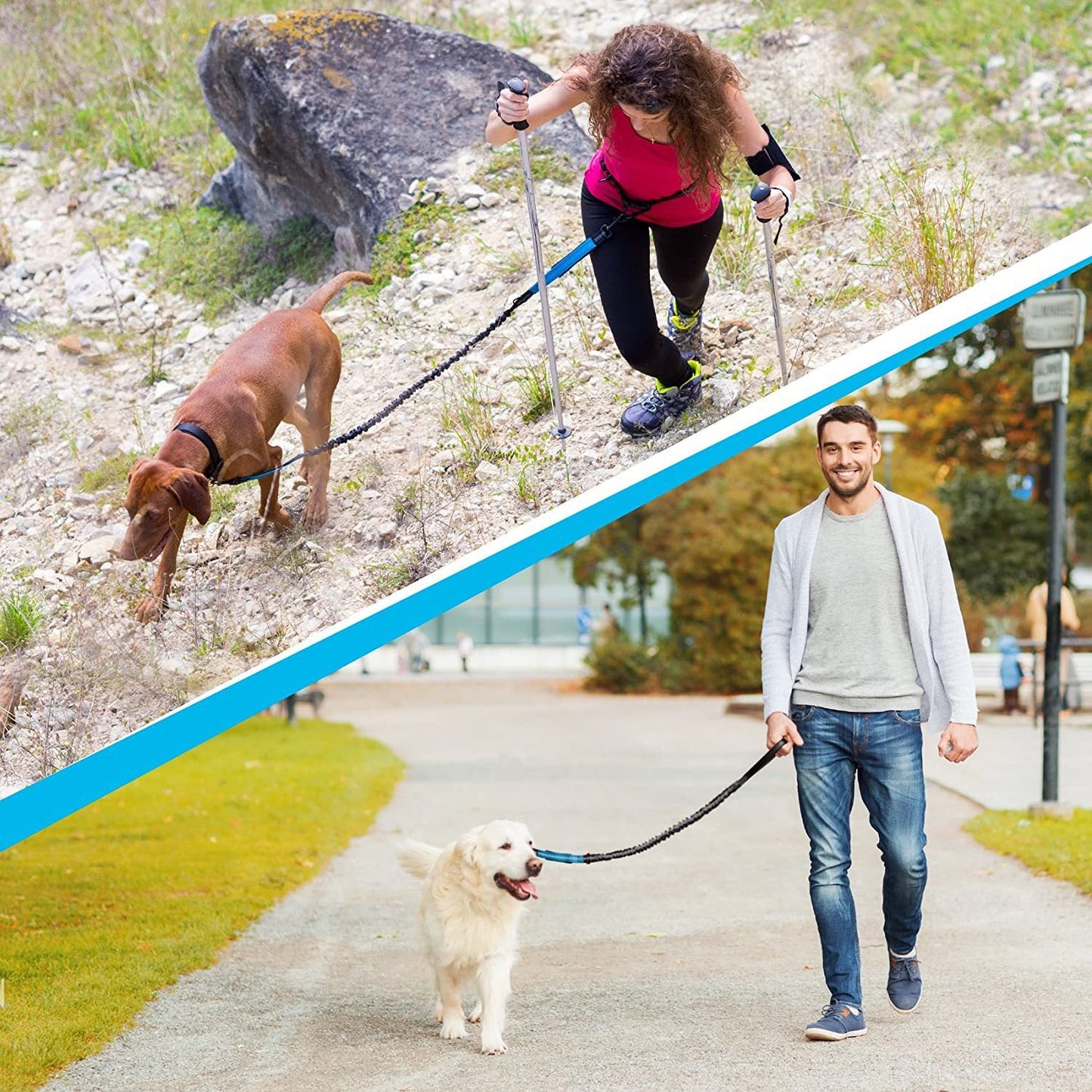 Hands-Free Dog Leash - Adjustable Bungee Waist Leash with Reflective Stitching - BPRunning