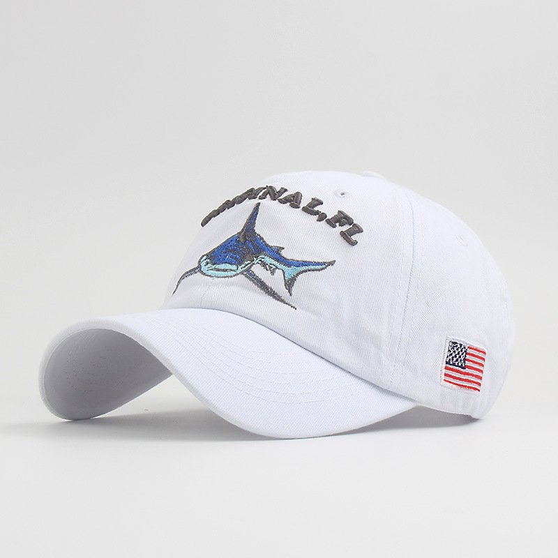 High Quality Wash Cotton America Flag Shark Baseball Cap - BPRunning